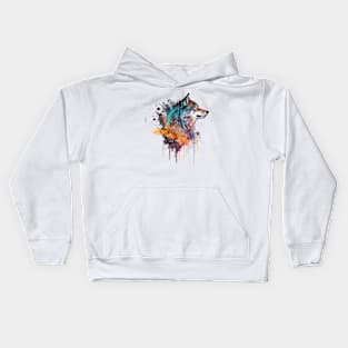 Wolf watercolor Kids Hoodie